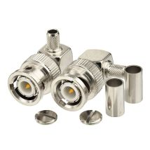 Superbat 10pcs BNC Male Right Angle Nickel-Plated Brass Crimp Connector for RG58/RG142/LMR195 for CCTV,Ham Radio,Test Equipment