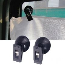 Clip de montaje para ventana Interior de coche, tapa de succión negra, soporte extraíble con ventosa de plástico para sombrilla, cortina, toalla, billete, 1 par