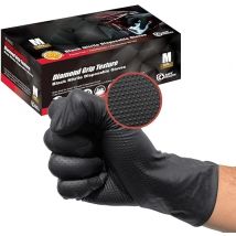 Schwarze Nitril-Handschuhe, Einweg-Mechaniker-Handschuhe ohne 8 mm, latexfrei, für Herren, robuste, diamantstrukturierte Industrie-Mechaniker-Handschuhe
