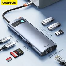 Baseus 4K 60Hz USB C Hub tipo C a Puerto Ethernet PD 100W adaptador para Macbook Pro USB 3,0 Hub portátil Tablet Accesorios