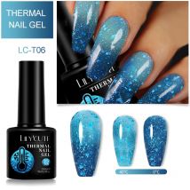 LILYCUTE 7ml Purple Thermal Gel Nail Polish 3 Layers Temperature Changing Gradient Color Soak Off UV Nail Art Gel Varnish