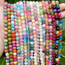 6/810mm natürliche runde bunte Achate Katzenauge Türkis Jaspis Granat Spacer lose Stein perlen für Schmuck herstellung DIY Armband