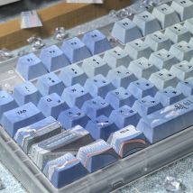 Wolmido Korean Keycaps Blue Turquoise Cherry Pbt Ferris Wheel Sea Train Lighthouse Seagull Hangul Keycap For Mechanical Keyboard