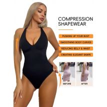 Miss Moly Deep V Bodysuit for Women Adjustable Strap Shapewear Halter Top Tummy Control Fajas Colombianas Thong Sexy Body Shaper