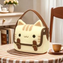 Niedliche Plüsch-Katzen-Handtasche, bezauberndes Stofftier, handgefertigter Rucksack, große Kapazität, Umhängetasche, Cartoon-Tagesrucksack für Kinder und Mädchen