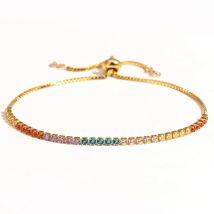 2mm Einstellbare Bunte Zirkonia Kristall Armband Mode frauen Bling Armreif Kette Hochwertige Party Schmuck Geschenk