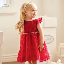 Dave Bella Mädchen-Prinzessinnenkleid, 2025, neuer Sommer, für Kinder, Baby, ärmellos, rotes Netz, edel, süß, süß, Charm-Party, DB 2241001