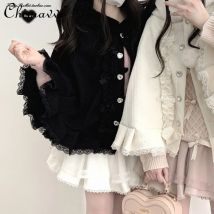 Original süßer süßer Diamant-Knopf mit Kapuze, Fleece-gefüttert, kleiner Umhang, Herbst-Winter, neuer japanischer Lolita-lose Kawaii-Ponchos-Umhang