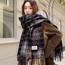 Schal Damen Luxus Winter Kaschmir Warm verdickt Markendesigner Karierter Schal Halstuch