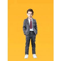 Schule Jungen Plaid 3 Teile/satz Jacke Hosen Krawatte Foto Anzug Gentleman Kinder Zeremonie Kleid Kinder Geburtstag Abend Kostüm