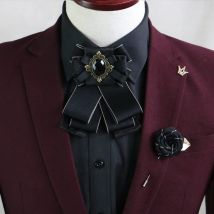 Elegancka wspaniała diamentowa wstążka Bowtie mężczyźni garnitur weselny jednolita odzież dla pana młodego motyl bankiet akcesoria prezent wino-czerwony granatowy różowy
