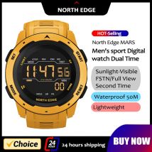 NORTH EDGE-reloj inteligente para hombre y mujer, deportivo, doble horario, podómetro para correr, cuenta atrás, resistente al agua, alarma Digital de 50m, reloj militar