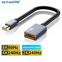Mini Displayport To Displayport Connector 0.2m 8K@60Hz 4K144Hz 2K@240Hz Bidirection Male Mini DP To DP Female Adapter Cable