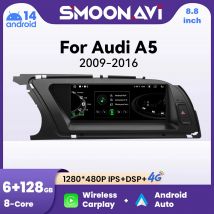 Android 14 AI Stimme Drahtlose Carplay Auto Radio Player Für Audi A5 2009-2016 WIFI 4G SIM BT 8GB 128GB GPS Navi Touch Stereo IPS