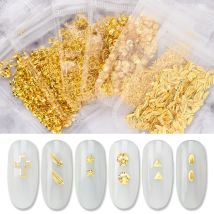 1Pack Nail art Mond Stern Feder Pailletten Geometrisch Geformte Dekoration 3D Metall Nieten Nieten Maniküre Zubehör