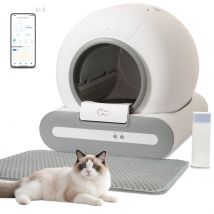 Il controllo tramite app per lettiera per gatti autopulente DOEL da 65 litri, supporta solo WiFi 2.4G con lettiera e sacchetti per la spazzatura, adatto per tofu e lettiera mista