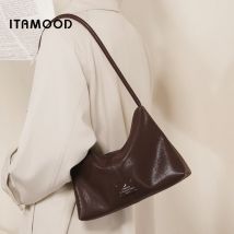 ITAMOOD Crescent Bag Herbst Winter Neue Vintage pflanzlich gegerbtes Leder Original Damenhandtasche Luxuriöse Original-Umhängetasche