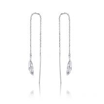 bamoer Sterling Silver 925 Long Chain Drop Earrings for Women Feather Dangle Earings Luxury Pendientes Accessries SCE786