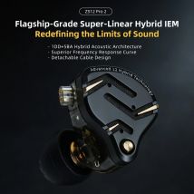 KZ ZS12 PRO 2 1DD + 5BA Hybrid HiFi In Ear Earphones Improved Bass Monitor Headphones Detachable Wire Earbuds Gaming Headest