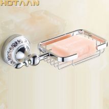 Soap Dishes Brass Gold Soap Basket Wall Mounted Ceramic Soap Holder Chrome Bathroom Accessories Home Decoration Soap Box 11890-C