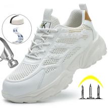 Sicherheitsschuhe Männer Atmungsaktive Mesh Schutzschuhe Für Männer Frauen Arbeitsstiefel Sommer Turnschuhe Leichte Unzerstörbare Schuhe Mann