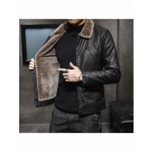 Men's Windbreaker Middle Aged Elderly Men's Leather Jacket with Plush Thickened Dad's Outfit Leather Jacket Jacket Man Jacket