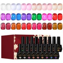 18-teiliges Jelly-Nagellack-Set, HEMA-FREI, Ganzjahres-Nagelkunstzubehör, Maniküre-Lacke, langlebiges UV/LED-Design zum Einweichen