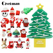 Chiavetta USB 128GB Pen Drive Cartoon Pupazzo di neve Alce Calzino Albero di Natale 16G 32G 64G Babbo Natale Pendrive 256GB Memory Stick Regalo