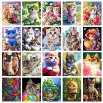 Azqsd Diamant Malerei Katze Tier Mosaik volle quadratische runde Bohrer Wohnkultur Strass DIY Geschenk Stickerei Verkauf Blume 30x40cm