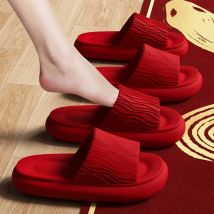 Weiche Unterseite Eva Cloud Hausschuhe Frauen Rot Dicke Plattform Kissen Rutschen Frau 2025, Sommer Rutschfeste Strandsandalen Paar Flip-Flops