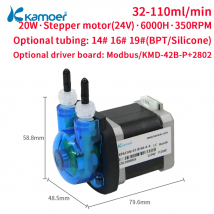 Kamoer DIY KPAS100 Schlauchpumpe, 24 V, Schrittmotor, selbstansaugende Pumpe für Labor- und Lebensmittelgetränke (20–110 ml/min), Dosierpumpe