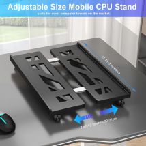 Supporto per CPU mobile regolabile Supporto per torre per PC resistente con 4 ruote girevoli ventilato sotto il carrello da pavimento per supporto CPU per computer da scrivania