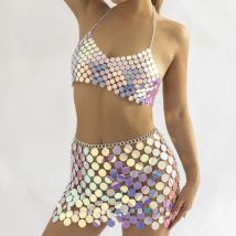 Sexy bunte Plastik Pailletten Halfter Körper kette für Frauen Rock Bikinis Anzug BH Kette Rave Festival Nachtclub Körpers chmuck neu