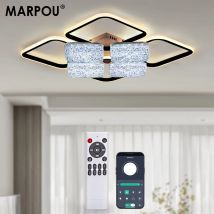 MARPOU LED Moderne Deckenleuchte Große Fernbedienung APP Dimmbar Smart 6-8 Quadrate Deckenleuchter Schlafzimmer Wohnzimmer