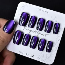 Nägel zum Aufdrücken, 10 Stück, bezaubernder Katzenaugen-Stil, quadratisch, 3 Größen zur Auswahl für Frauen und Mädchen