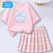 2026 sommer baby Mädchen Kleidung Set Schule Outfits Mode Studenten Bowknot T-shirt + Plaid Rock 2 stücke Adrette Anzüge 4-14 Y