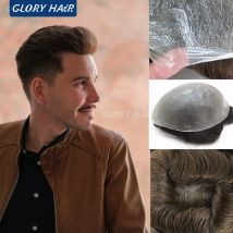 OS21 Discounted Price 0.03-0.04mm Super Thin Skin Man Toupee Wig All V Loop Hair Unit Men's Capillary Prosthesis Man Hair System