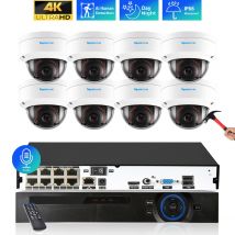 Kit NVR 8CH 4K Sistema di telecamere di sicurezza CCTV H.265 con audio da 8 MP Telecamere IP POE a cupola antivandalo da 5 MP Set di videosorveglianza