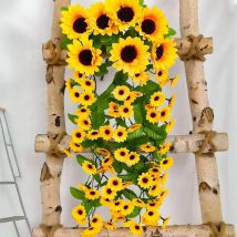 66 cm künstliche Hängepflanzen, gefälschte Sonnenblumenpflanzen, Ranken, tropische Gänseblümchen, grüne Wandblätter für Haus, Garten, Teil, Hochzeitsdekoration