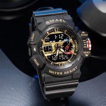 Militär uhr für Männer 50m wasserdichte Uhren leuchtende Zeiger digitale Armbanduhren schwarz gold Gummi armband Sport uhren