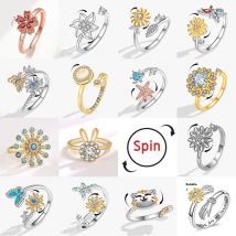 SMJEL Moda Fiore di Ciliegio Ansia Anello Fidget Spinner Anelli per Le Donne Cute Cat Bee Bunny Farfalla Anello Rotante Regalo di Nozze