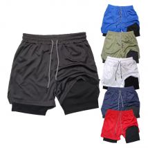 Herren Outdoor Radfahren Sport Shorts Sommer Atmungsaktive Schnell trocknende Shorts Sportswear Doppelschicht Zwei-in-one Casual Shorts M-3XL