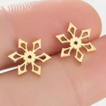 SMJEL Tiny Christmas Earrings Snowflakes Deer Tree Stainless Steel Stud Small Earrings for Women Cute Fashion Jewelry Party Gift