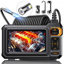 Borescope Dual Lens Endoscope with Light 4.3" IPS 1920P HD Inspection Camera 7.9mm IP67 16.4FT Semi-Rigid Snake Cable  for Sewer
