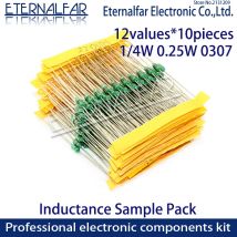 12 Werte Farbringinduktor-Sortiment 0307 1/4 W 0,25 W 0410 1/2 W 0510 1 W 1UH 10UH 100UH Induktoren Induktoren Assorted Set Kit