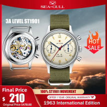 Seagull 1963 International Edition Orologio meccanico da uomo Orologio pilota ST1901 Cronografo retrò Orologio da polso Air Force Aviation Nuovo