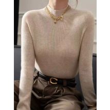 Zjaiss Damen Strickpullover 2026 Herbst Winter Rollkragenpullover Einfarbiger Warmer Pullover Damen Slim Casual Koreanische Oberteile
