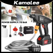 Kamolee 70bar tragbare kabellose Autowaschanlage, Hochdruck-Autowaschanlage, Wasserpistole, Hochdruckreiniger, Schaumstoff, anwendbar auf 18 V 21 V Batterie