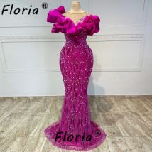 Angepasst Couture Perlen Meerjungfrau Abendkleid Perlen Rüschen Dubai Frau Formale Party Kleider Schwarze Mädchen vestidos de fiesta