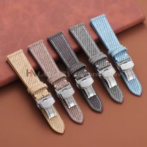Denim Nylon Sailcloth Watch Strap 18mm 20mm 22mm for Omega for Seiko Business for Men Women Butterfly Buckle Universal Bracelets